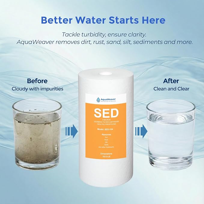 5 Micron 10" x 4.5" Whole House Sediment Home Water Filter Replacement Cartridge for RFC-BBSA, AP810, DGD-5005,AP817,RFC-BBSA, Culligan WH-HD200-C,HD-950A, SED-154, 2PACK