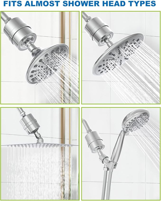 Shower Filter Replacement Cartridge, Multi-Stage Filtration for Hard Water, High Pressure Universal Shower Water Filters to Reduce Toxic Chemicals, Chlorine and Heavy Metals,for Skin & Baby Care,Blue