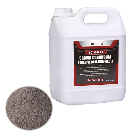 Brown Corundum Abrasive Blasting Media (Brown Aluminum Oxide) 8LBS 60 GRIT Medium to Fine Sand Blasting Abrasive Media for Blasting Cabinet or Blasting Guns