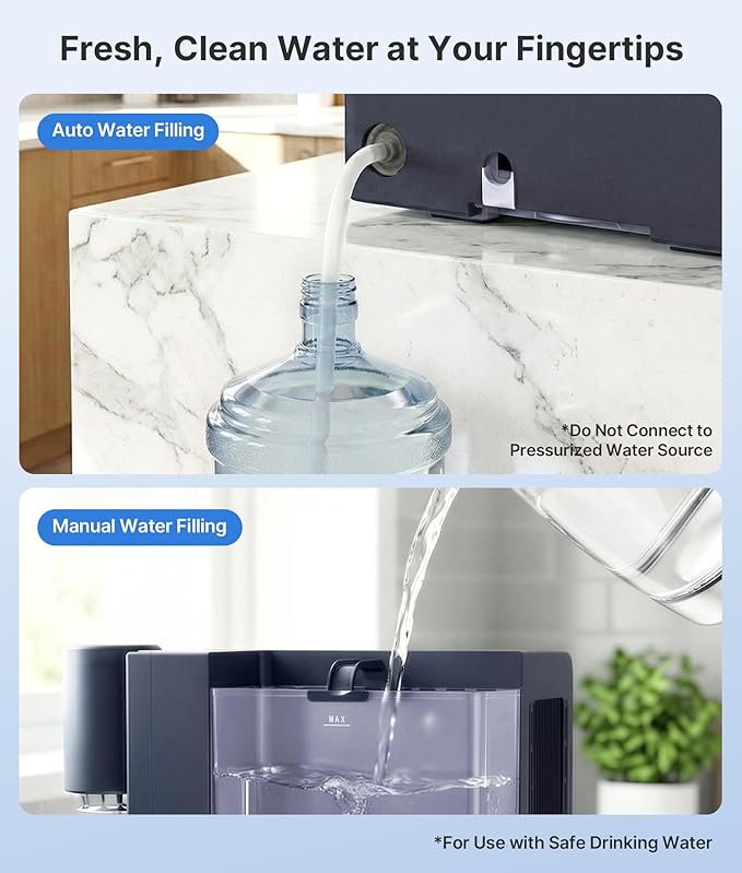 3-in-1 Water Dispenser with Ice Maker – Compact Coffee Brewer, K-Cup® Pod Compatible, Hot/Cold/Warm Water, Adjustable Water Volume, Bullet Ice Ready in 8–12 Minutes, for Home & Office