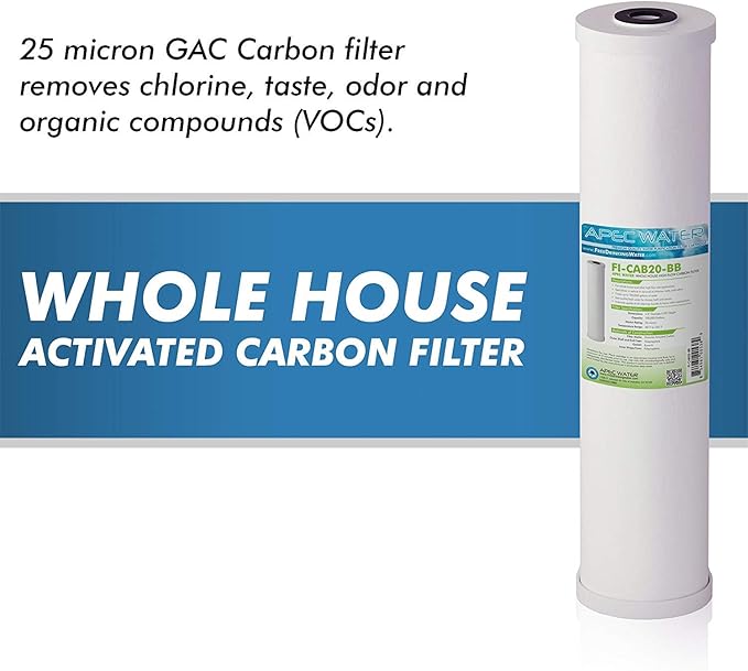 APEC Water Systems FI-CAB20-BB APEC 20" Whole House High Flow GAC Carbon Filter 4.5"X 20" (100,000 gallons), White