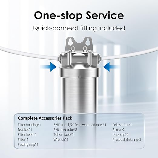 Waterdrop BS08 Under Sink Water Filtration System with Dedicated Faucet | Reduces Chlorine, Heavy Metals, Bad Taste & Odor, Stainless Steel Water Filter System, NSF/ANSI 42 Certified, 1 Year