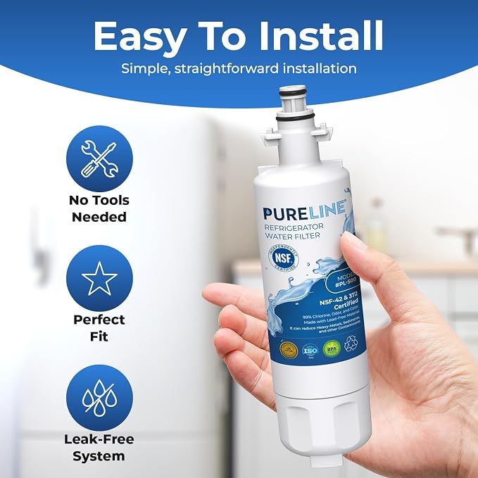 Pureline 9690, LT700P Replacement for LG LT700P, Kenmore Elite 9690, Kenmoreclear 46-9690, ADQ36006101, HDX FML-3, Refrigerator Water Filter - With 3 LT120F Air Filters