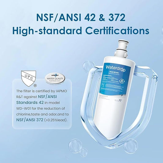 Waterdrop 3US-AF01 Under Sink Water Filter, Replacement for Standard Filtrete® 3US-AF01, 3US-AS01, Aqua-Pure AP Easy C-CS-FF, WHCF-SRC, WHCF-SUFC, WHCF-SUF, NSF/ANSI 42 Certified, 3 Pack