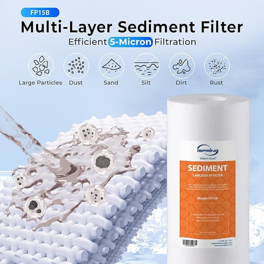 iSpring F2WGB21BPF 2-Stage Whole House Water Filter Replacement Set for WGB21B-PF,Reduces up to 99% PFAS (PFOA/PFOS), 10” x 4.5” Filters, 1" Inlet/Outlet
