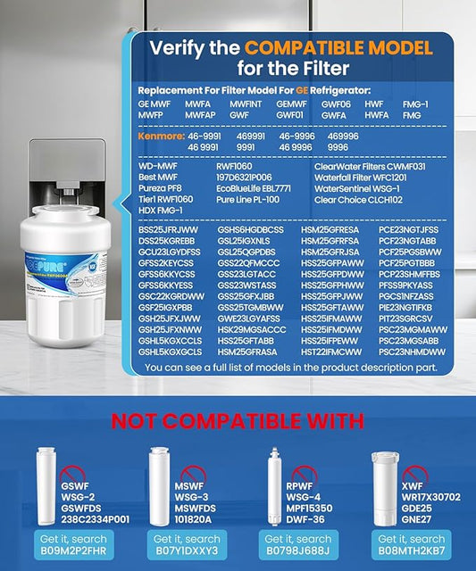 ICEPURE RWF0600A Refrigerator Water Filter Compatible for GE MWF, MWFINT, MWFA, HDX FMG-1, GSE25GSHECSS, 46-9991, GSH25JSDDSS, GSHS6LGBBHSS, PC75009, RWF1060,GSHS6HGDBCSS, 197D6321P006 3PACK