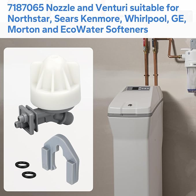 7187065 Water Softener Nozzle and Venturi Assembly Compatible with Whirlpool, Northstar, Rheem, Morton, GE, Kenmore Water Softener Replacement Parts