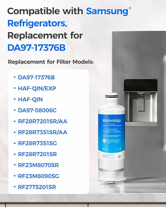 Waterdrop WD-F45 Water Filter Replacement for Samsung® DA97-17376B, 3 Pack | Replacement for Samsung® HAF-QIN/EXP, DA97-08006C, RF28R7201SR, RF28R7351SG