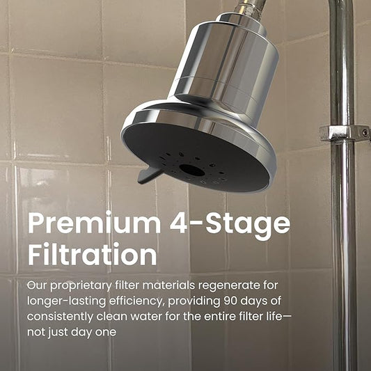 AquaTru Shower - Advanced Shower Filter Removes Impurities from Hard Water to Support Healthy Skin, Scalp, Hair, Reduce Breakage, and Enhance Your Beauty and Self-Care Routine (Polished Chrome)