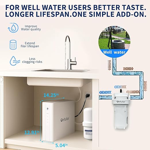 Ontulor S3OP Reverse Osmosis System 9 Stage Water Filter Reduces PFAS, PFOA/PFOS, TDS, Lead, Chlorine, Bad Taste & Odor NSF/ANSI 42 Certified TDS Meter Included(S3OP-with Tank System)