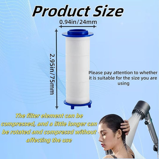 20Pcs Drivese ShowerHead Filters, 2.95 Inch Ion Shower Dropse Head Filter PP Cotton Replacement Cartridge, Water Filter Core Cotton For Handheld Showerheads.