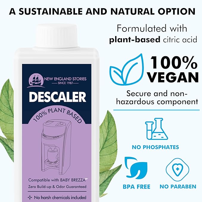 New England Stories Baby Brezza Compatible Descaler 33.8 Fl Oz, Universal Cleaner Solution for Baby appliances, Remove Build-up Extends Machine’s lifespan