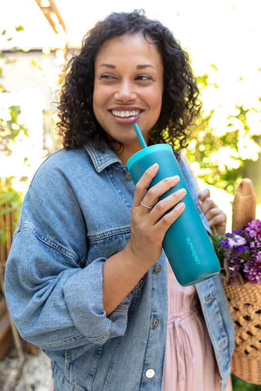 LifeStraw Go Series โ Insulated Stainless Steel Water Filter Tumbler, 18oz, Aegan Sea, Removes Bacteria, Parasites, Microplastics, Improves Taste