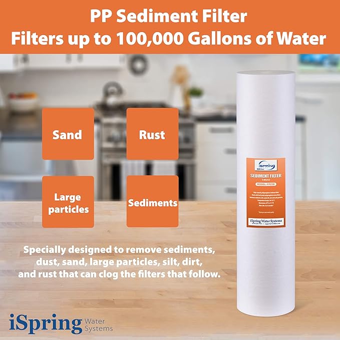 iSpring 3-Stage Whole House Water Filter System Bundle with WGB32B-DS Model and Replacement Filter Pack for WGB32B-DS