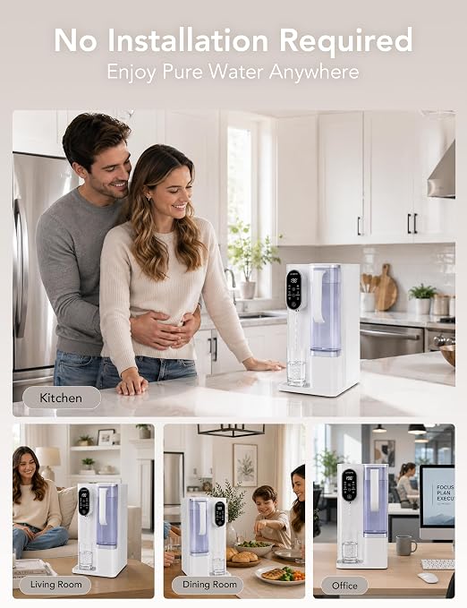 Leysern Hot & Cold Countertop Reverse Osmosis Water Filter, No Installation | 7-Stage RO Filtration with UV, Dual-Thermoelectric Cooling, Water Purifier with TDS Monitor, NSF 372 Certified, White