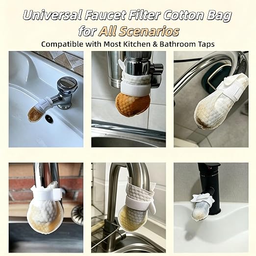 100Pcs Faucet Filter Cotton Bag, 2026 New Faucet Filter Bag for Filtering tap Water, Universal Faucet Filter Bags for Kitchen Sink, Bathroom Taps, Tap Water Purification Accessory