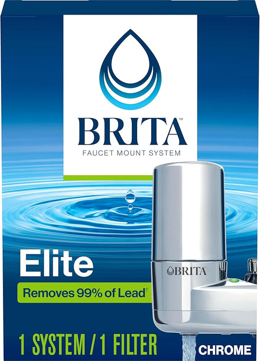Brita Faucet Mount System, Water Faucet Filtration System with Filter Change Reminder & Standard Water Filter, BPA-Free, Replaces 1,800 Plastic Water Bottles a Year