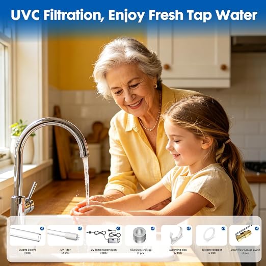 Whole House UV Water Filter System 80W 120V, 12GPM High Flow Whole Home Water Purifier with 3/4” MNPT Ports Equipped with Intelligent Water Flow Switch | UV water treatment system for city & well supply; Smart flow sensor enables fully auto-runs and ex...