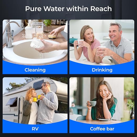 Waterdrop AP13 Under Sink Water Filter and Refrigerator Water Filter 2-in-1 | Reduce PFOA/PFOS, NSF/ANSI 42 Certified, No Drilling Required, Inline Water Filter System for Refrigerator and Undersink