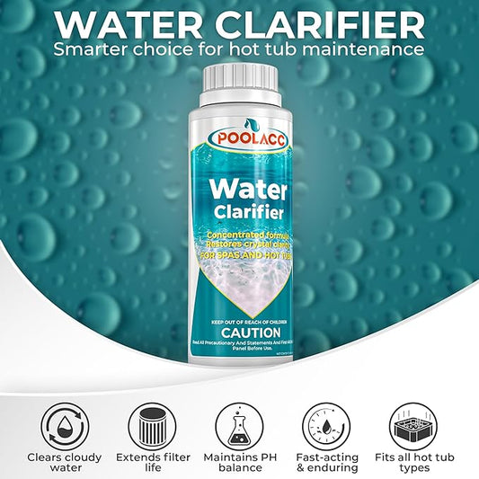 POOLACC Spa Clarifier Hot Tub - Clears Cloudy Water, Improves Filter Efficiency, Keeps Your Spa Balanced - Highly Concentrated Spa Hot Tub Chemical Water Clarifier, Fit All Spas & Hot Tubs - 16 Oz