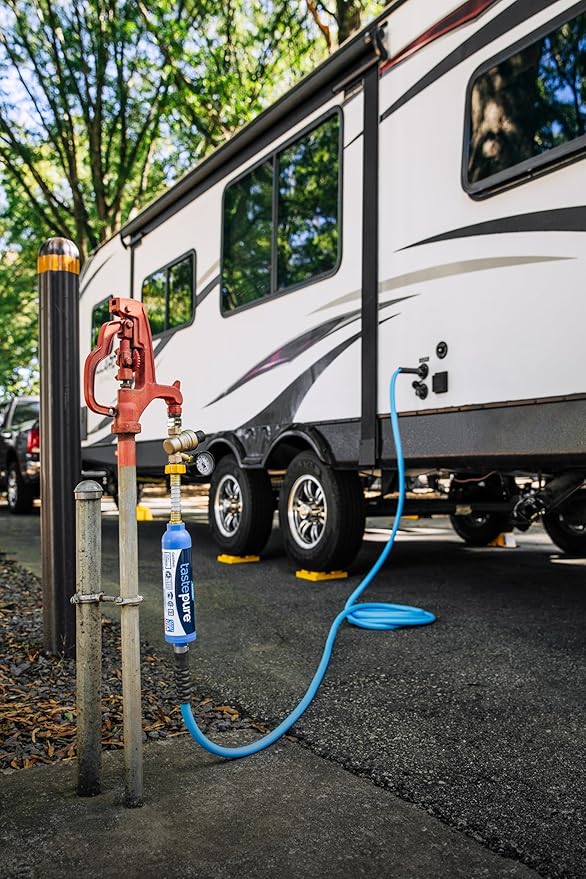 Camco Tastepure RV Water Filter - Advanced 6-Step Patent-Protected Filtration - Camping Essentials for Fresh Drinking Water - 2-Pack of RV Inline Water Filters, Made in USA (40045)