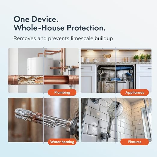 PIURIFY Over-Pipe Whole House Electronic Water Descaler System | Moderate to High Water Hardness | UP TO 15 GPG / 250 PPM | 168V High-Power | Salt-Free | Renter-Friendly | Zero Maintenance (Orange) | 3-MINUTE SETUP