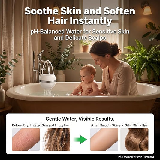 Bath Filter for Tub - 8 Stages Bath Filter- Removes Hundreds of Contaminants, BPA Free, Purify Your Bathwater for Healthier Skin and Hair, White