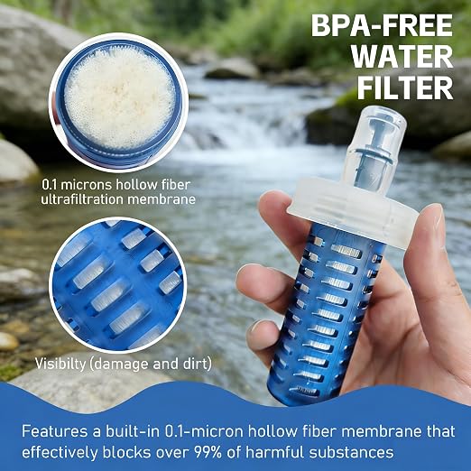 AXEN Collapsible Water Bottle with Filter System, Soft Hydration Flask for Trail Running, Camping, Hiking, Cycling, 700ml Clear