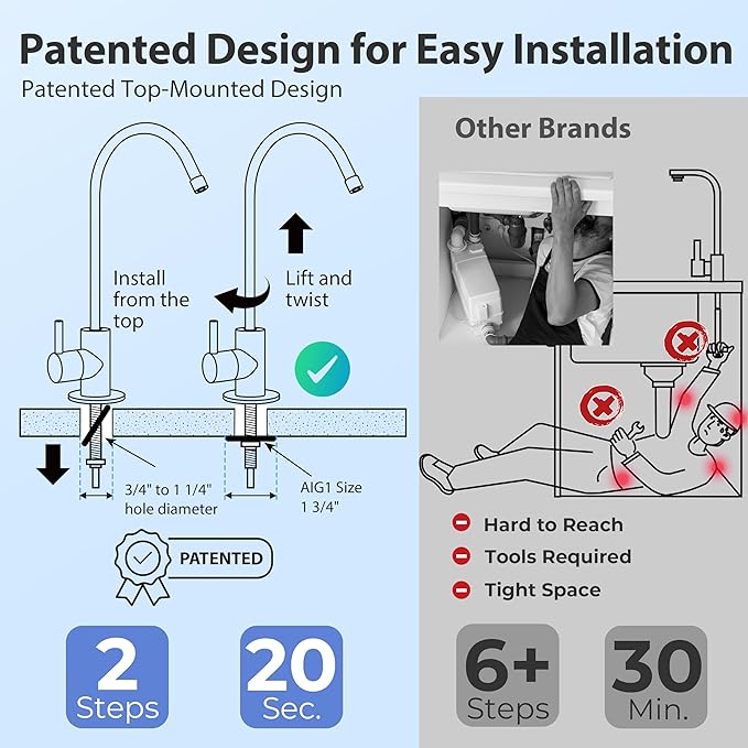 iSpring GK1-ORB Reverse Osmosis Drinking Water Faucet, High Spout RO Faucet for Under Sink Water Filtration Systems Oil Rubbed Black