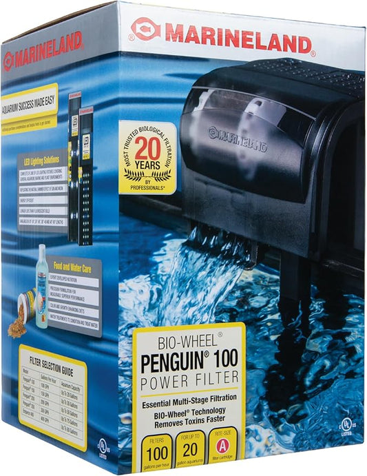 Marineland Penguin Bio-Wheel Power Filter 100 GPH, Multi-Stage Aquarium Filtration