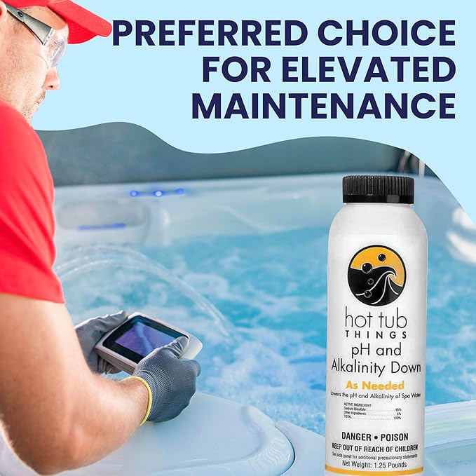 Hot Tub Things pH & Alkalinity Down - Alkalinity Decreaser for Hot Tubs & Spas - pH Down for Pools, Maintains Clear Water, Gentle on Equipment, Easy Water Balance Solution for Spas & Pools - 1.25 lb