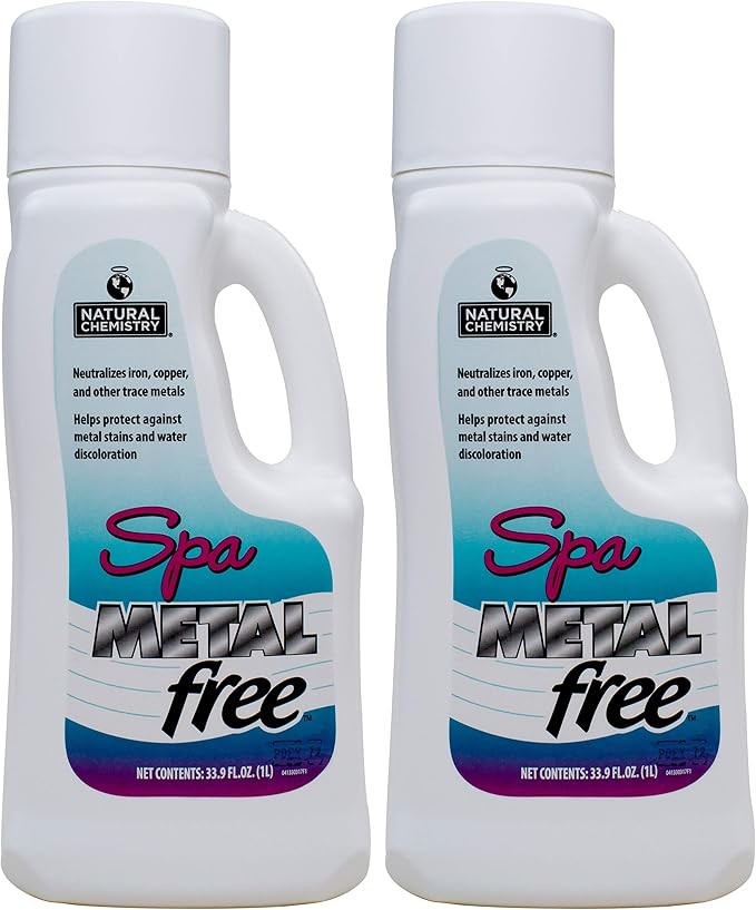 Natural Chemistry Spa Metal Free, 1 L, Pack of 2, Prevents Stains and Water Discoloration, Deactivates Iron, Copper & Other Trace Metals