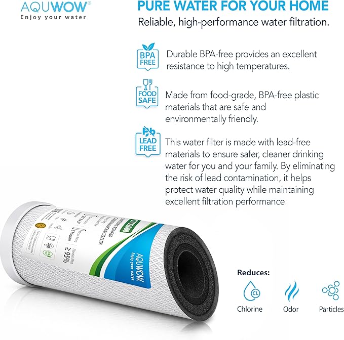 CTO20BB 5 Micron 4.5" x 20" Carbon Block Water Filter Set – Replacement Cartridges for Whole House and Under Sink Systems, Universal Standard Size (1, 20 x 4.5)