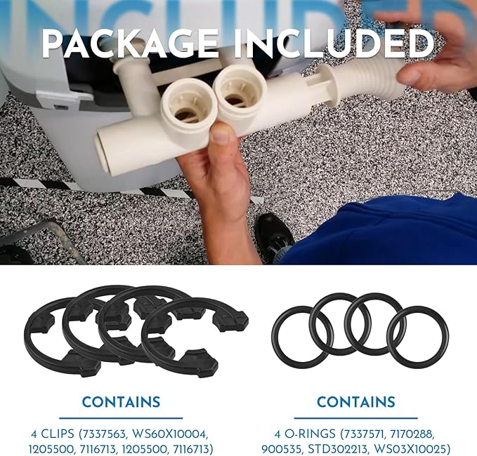 7337563 Water Softener Clip Kit (WS60X10004, 1205500, 7116713, 1205500) and O-Ring Kit (7337571, 7170288, STD302213, WS03X10025) Compatible with Kenmore, GE, EcoPure, Sears