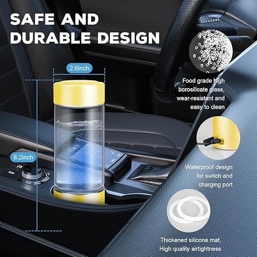 Hydrogen Water Bottle Generator with 4th Generation SPE/PEM Technology, Portable Hydrogen Water Ionizer Machine, Birthday,Xmas Gift for Husband,Wife,Lovers,Friends,Travel (Gold, 9.05in*Φ2.64in)