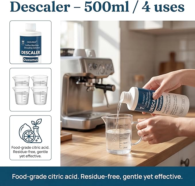 Descaling Solution Kit Compatible with Nespresso Vertuo Coffee Machines, 16.9 fl Oz Descaler (4 Uses), 8 Cleaning Tablets & 8 Aluminum Foil Lids, Complete Maintenance Set (1)