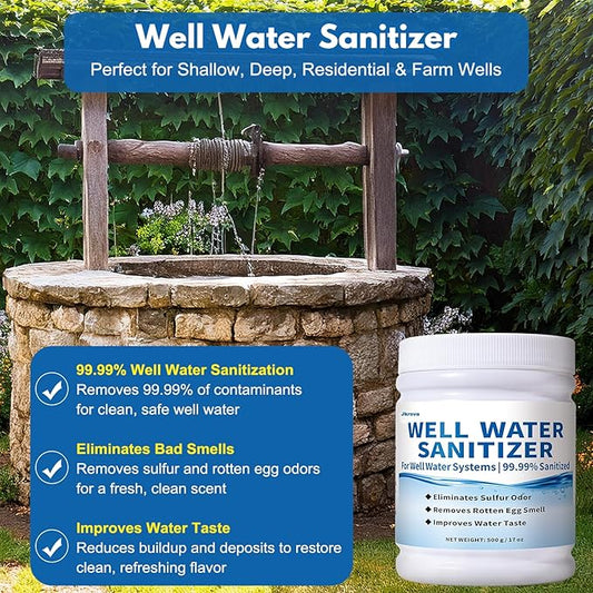 Well Water Sanitizer – Removes Sulfur Odors, Rotten Egg Smell, Iron Buildup – Improves Taste and Odor of Well Water | Food-Grade Formula, Ideal for Shallow Wells