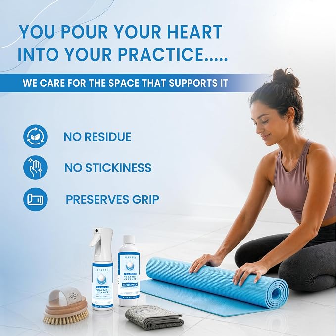 Flexies Foaming Yoga Mat Cleaner Refill Pack | Plant-Based Foaming Spray | Deep Cleans Yoga and Pilates Mats, 6.76 fl oz, Fragrance-Free