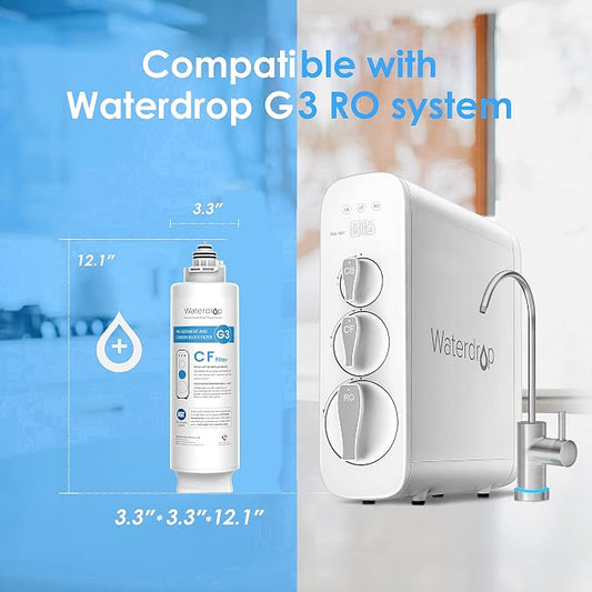 Waterdrop G3-N1CF Filter, Replacement for G3-W & G3P600 & G3P800 RO System | 6-Month Lifetime, NSF/ANSI 372 Certified, Easy Replacement, Under-Sink Reverse Osmosis Filter