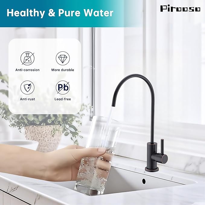 Black Water Filter Faucet - 100% Lead-Free RO Faucet, 360° Swivel Drinking Water Faucet for Kitchen Sink, Compatible with Reverse Osmosis & Under Sink Filtration Systems