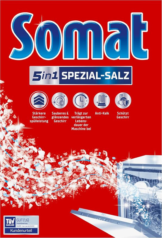 SOMAT Special Salt (1.2 kg), Dishwasher Salt for Stronger Dishwashing Performance, Water Softener for Dishwasher Works Against Limescale for Shiny Results and Longer Life