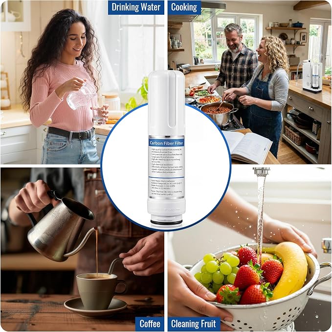 1 Pcs Replacement Internal Active Carbon Water Filter Compatible with Alkadrops pH3.5-10.5 Alkaline Ionizer, NSF Certificated, Purify Water Quality & Improve Taste for Household Daily Use