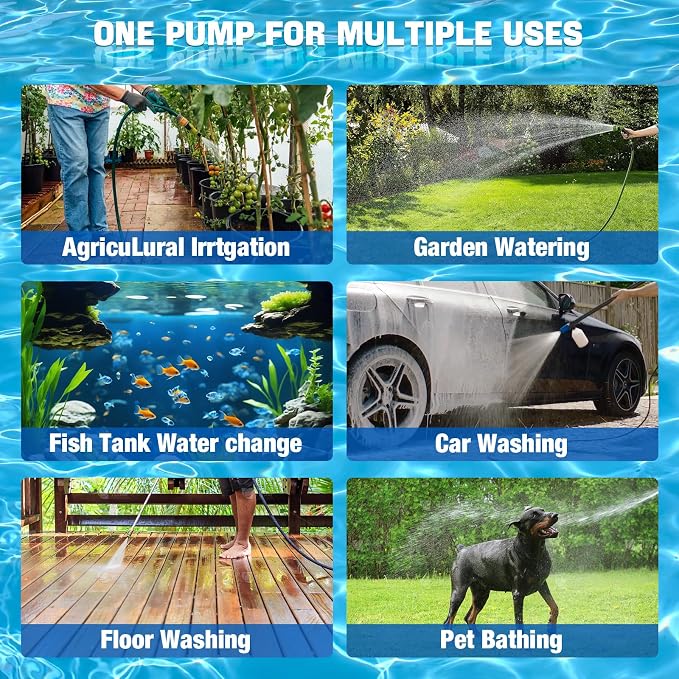 Submersible Water Transfer Pump, Cordless Portable Pump Compatible with Craftsman 20V V20 Battery, 635GPH 100W/120W for Pool Pond Garden Draining & Oil Suction, 16ft Cord (Bare Tool)