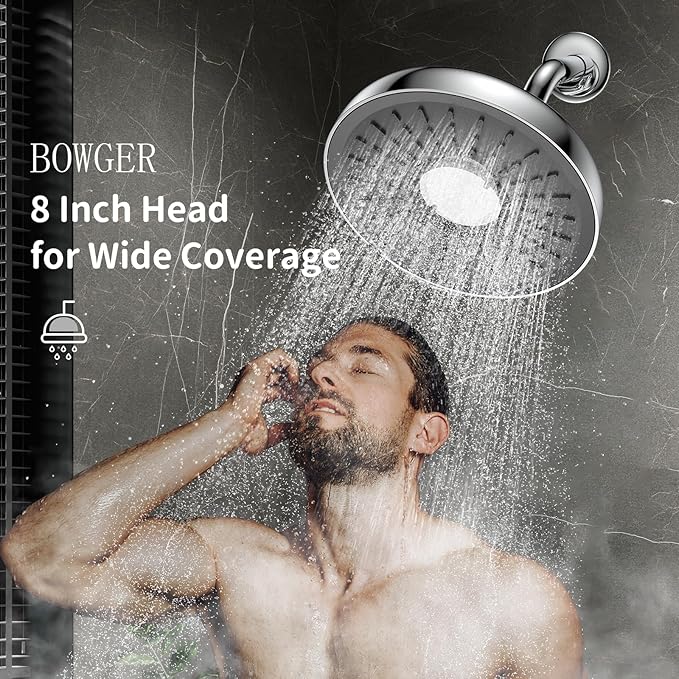 BOWGER 2-Pack Shower Filter Replacement for 8" Fixed Rain Shower Head- Water Softener Filter Cartridge for Hard Water - Remove Chlorine and Heavy Metals