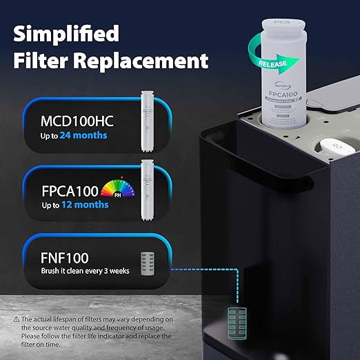 iSpring RCD100UHCG UV Alkaline Hot & Cold Countertop Reverse Osmosis Water Filter Dispenser with Mineral & LED UV Filter, 9 Temp Options (50-210°F), 6 Volumes, TDS & Filter Life Monitor