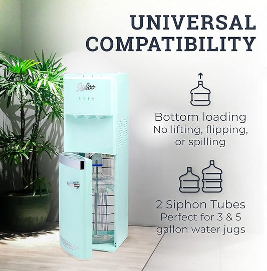 Igloo Retro Bottom Load Water Cooler Dispenser - Hot, Cold, or Room-Temperature Options - Holds 3 or 5 Gallon Bottles - Child Safety Lock - Perfect for Homes, Kitchens, Dorms - Aqua