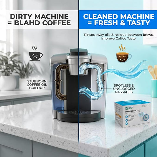 Essential Values Cleaning Pods, Compatible with Keurig, Descaling Solution 10-Pack, Descaler for Keurig Coffee Machines, Pot Kit, Coffee Maker Cleaner Filter Pods