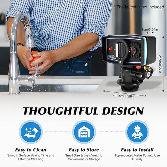 5600 Water Softener Valve, 3W 12-Day Time Clock Control Valve 9-11'' Diameter Whole House Water Softener System Valves for Water Purifier Softeners