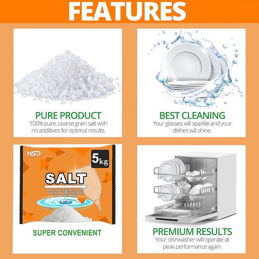dishwasher salt, for softening, salt for water softener, dish washer salt 2 pack