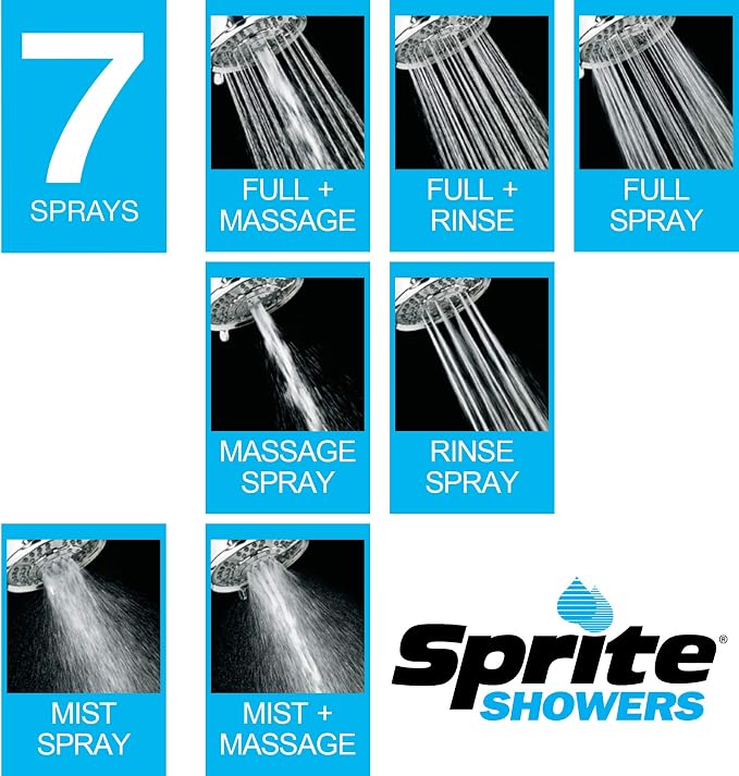 Sprite Showers HKE-CM Biarritz 7-Setting Hand Held Filtered Shower Handle, Chrome